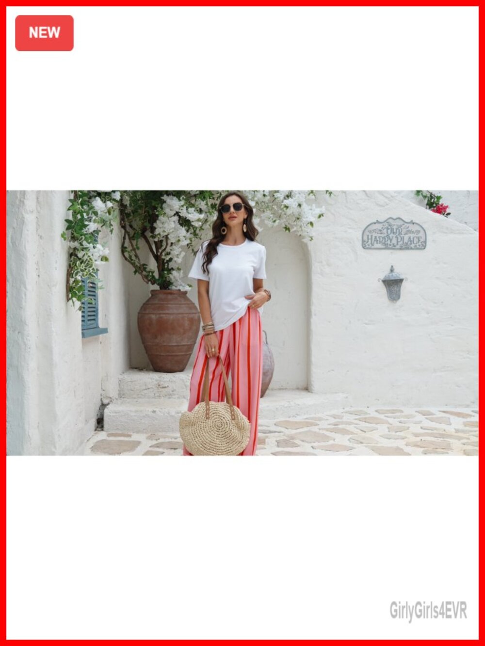 Wide Leg Pants Women Flowy Palazzo Drawstring Elastic Waist Pockets - Picture 6 of 6